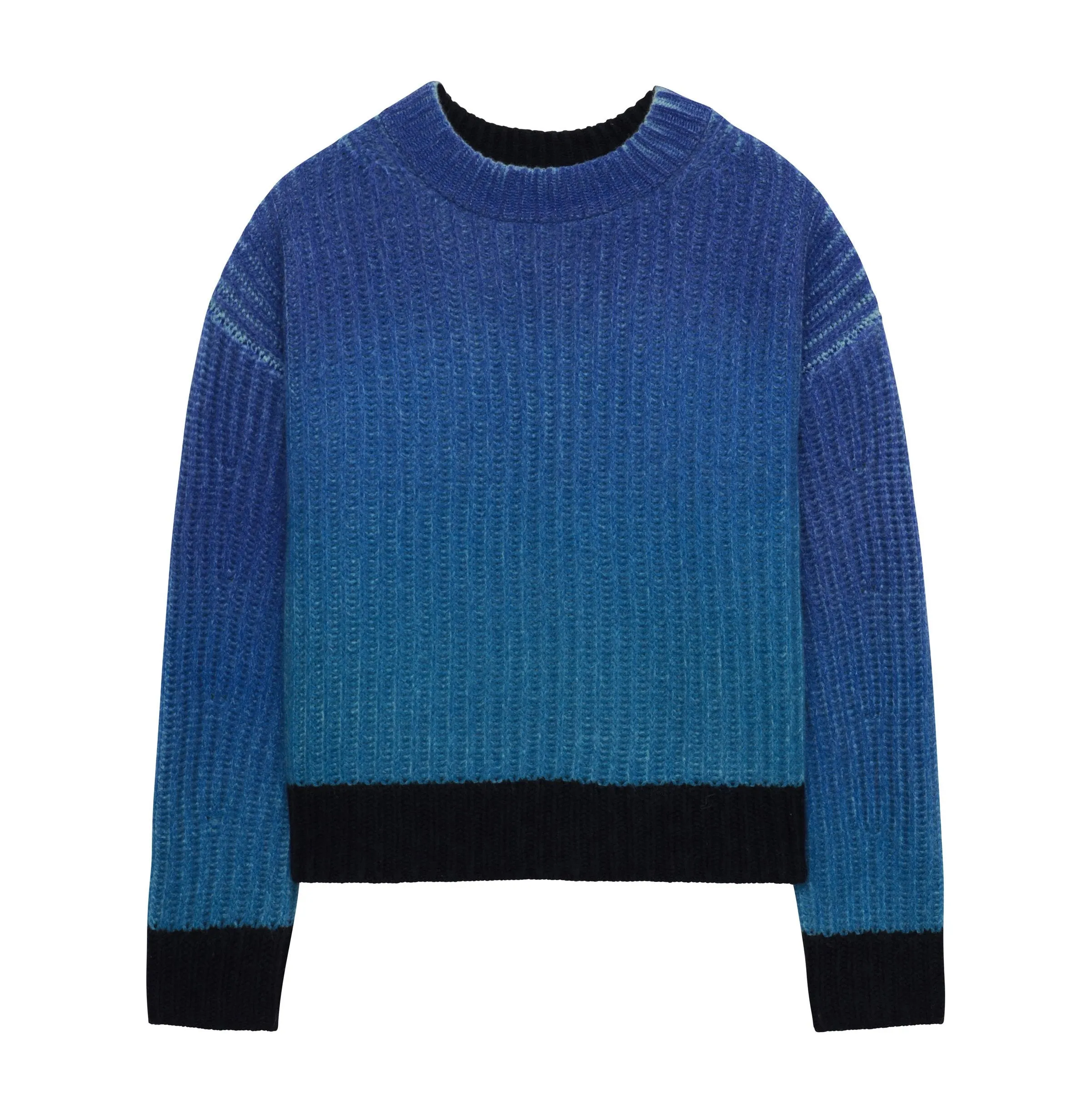 Wool Cashmere Ombre Crewneck Sweater