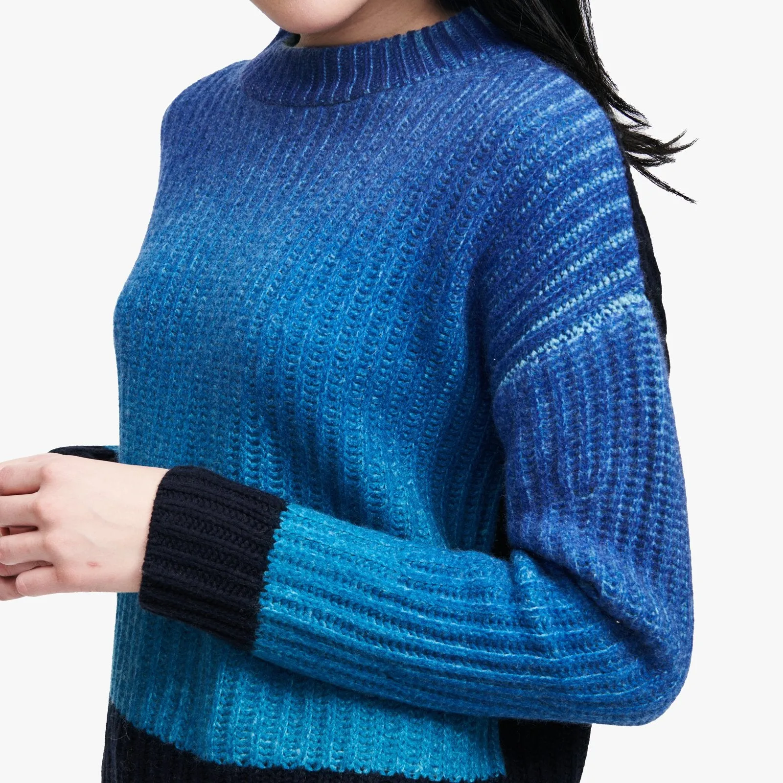 Wool Cashmere Ombre Crewneck Sweater