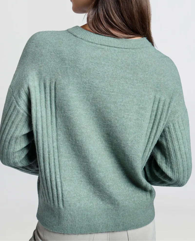 Yaya Jade Green Crew Knit